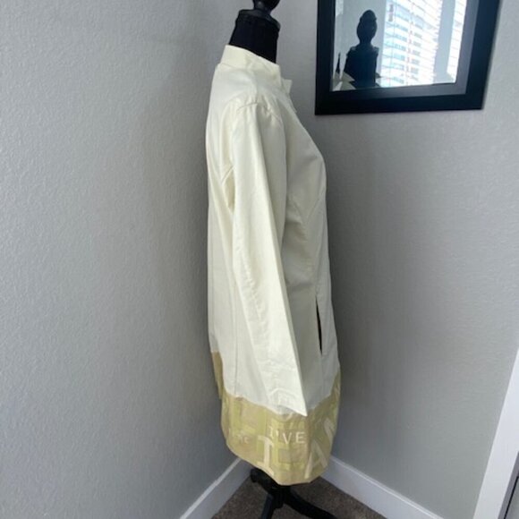 VINTAGE Street Style Pale Green Nylon Long Windbreaker Coat Medium - Picture 6 of 16